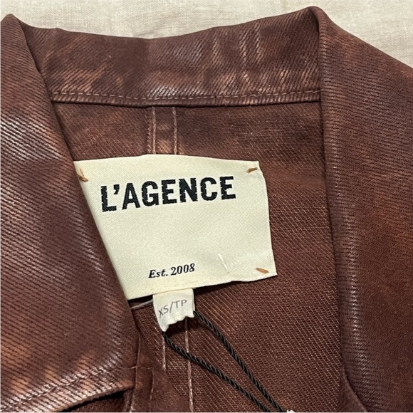 L’AGENCE Laverne Cotton Coated Cropped Biker Moto Jacket size xs NWT  $600 - Picture 6 of 12